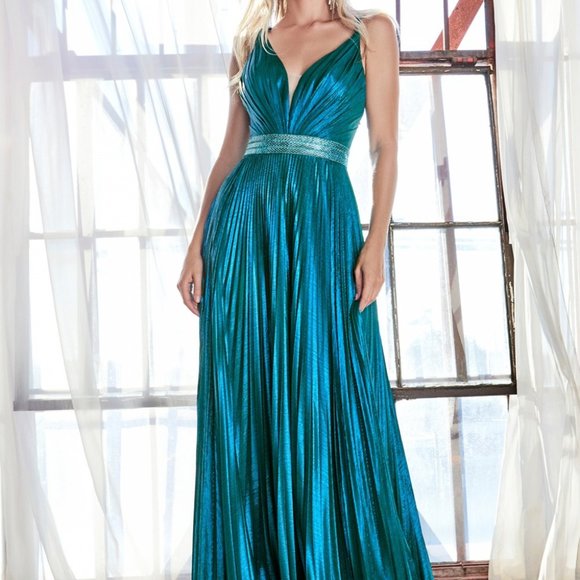Cinderella Dresses & Skirts - A-Line Pleated Metallic Long Dress CDCW230
